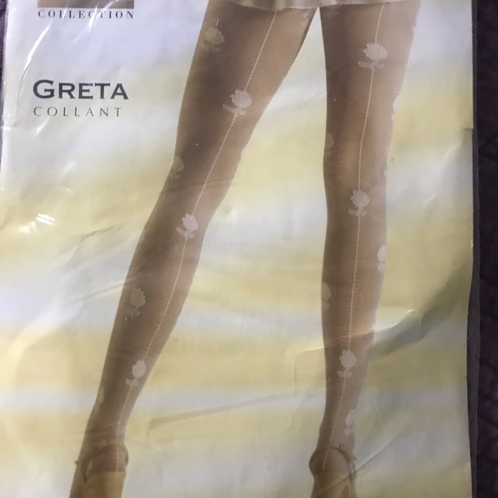 Fishnet stockings with floral design
